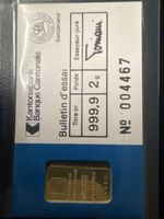 (444)Goldbarren Kantonalbank 2g Gold 999.9 mit Zertifikat