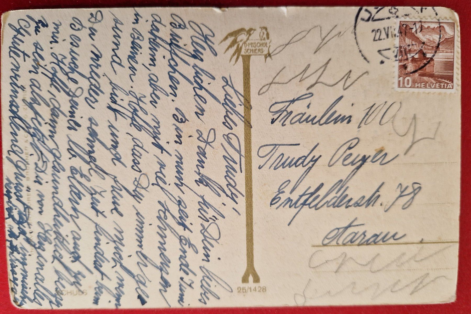 Cartoline postali: Mischol Schiers - Heimat 1947 – Usato da Melchnau venduto da Fishel 1