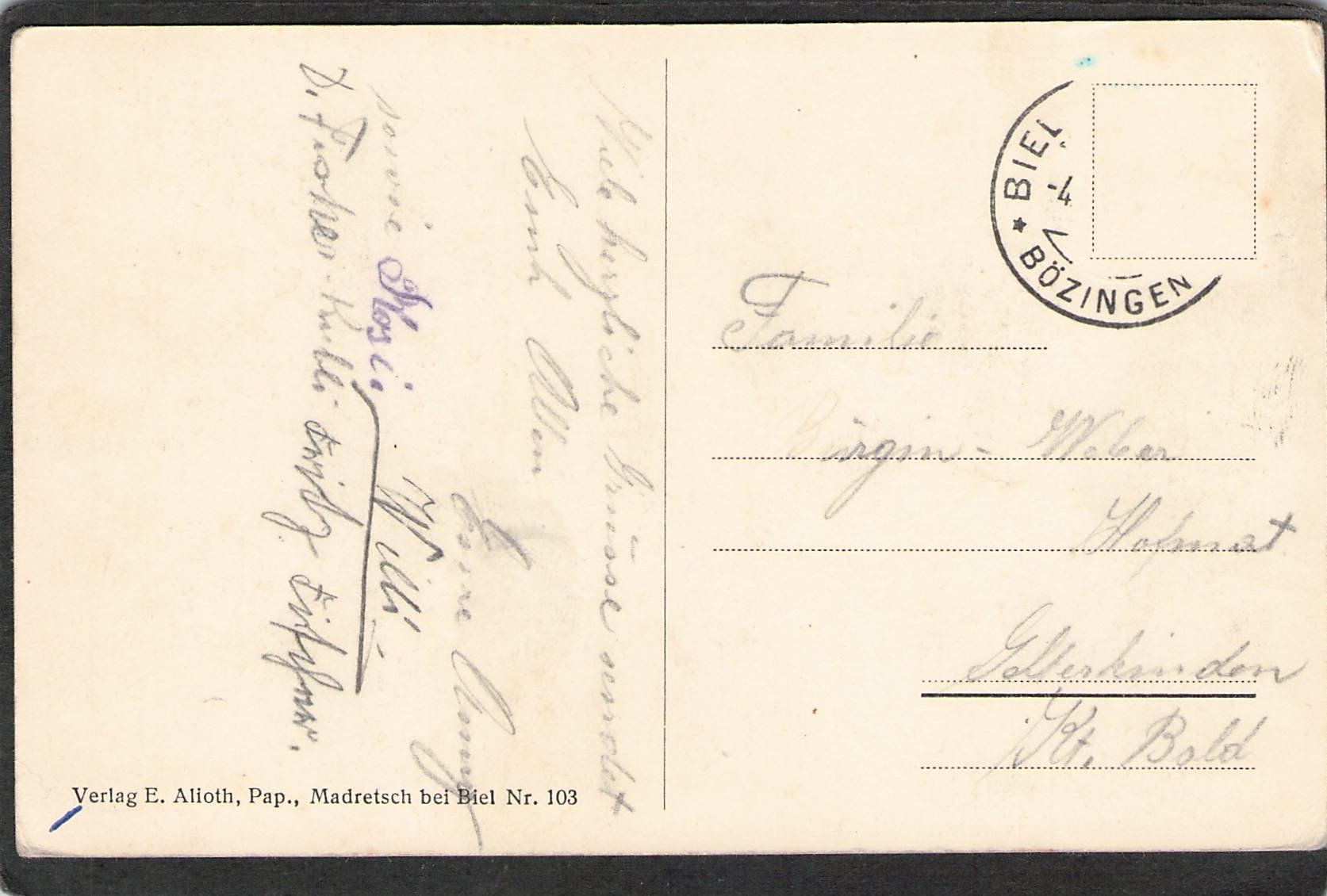 Cartoline postali: #Frinvillier - Friedliswardt BE , gel. – Usato da Reichenburg venduto da Pipo-67 1