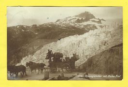 1911 Postkutsche 5-Spänner besetzt/FurkaPost+Rhonegletscher