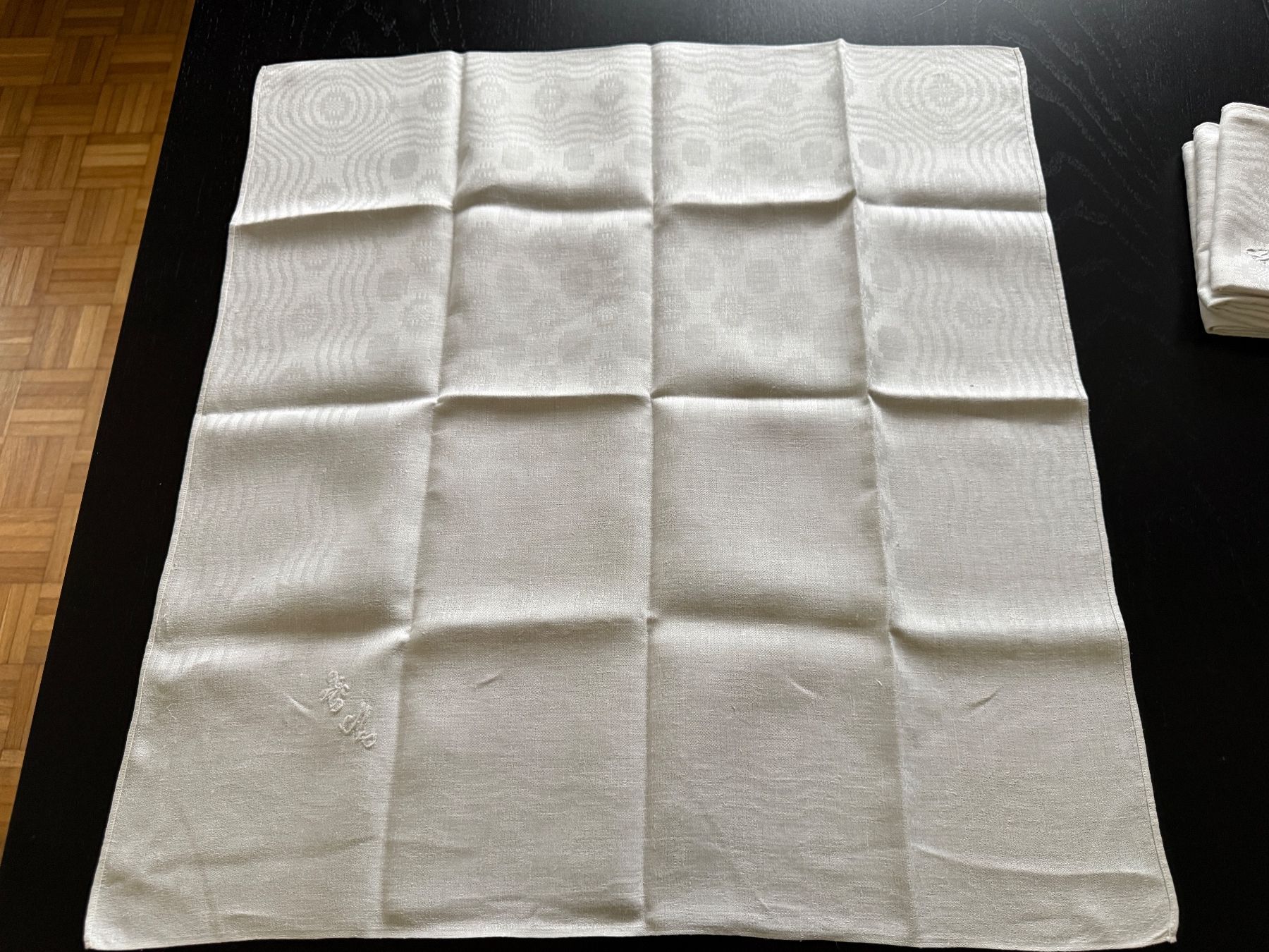 Tovaglioli: Vintage Stoffservietten Set mit Monogramm "KV" – Usato da Erstfeld venduto da Uhu1980 3