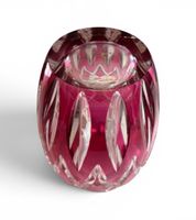 Val Saint Lambert – Art Déco Überfangkristall-Vase (Fuchsia)