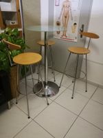 Bar-Tisch mit 3 Barhocker, Glasplatte, Top Zustand!
