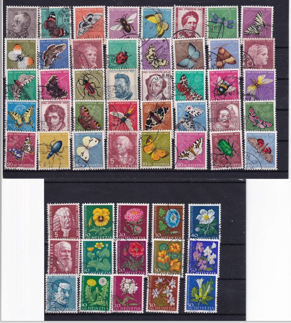 Alle Briefmarken: Pro Juventute années 50 - cote 150+ – Gebraucht aus Grandson von Rogneux