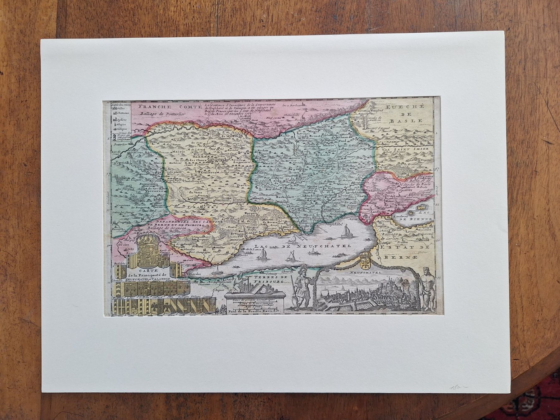 Stiche: CARTE DE LA PRINCIPAUTE DE NEUCHATEL – Gebraucht aus Bevaix von bohrap