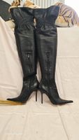 Overknee Leder Stiefel Schwarz Made in Italy Gr. 37 Stretch