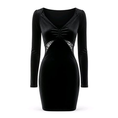 H&M super chic Gothic Kleid Gr. S Samt Cut-Out Schwarz