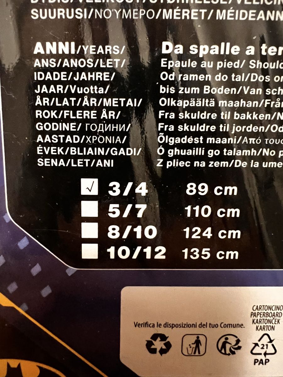 Costumi: Batman Kostüm 3-4 J -> 89cm – Usato da Dietikon venduto da Maddalena-Floro-Vito 2