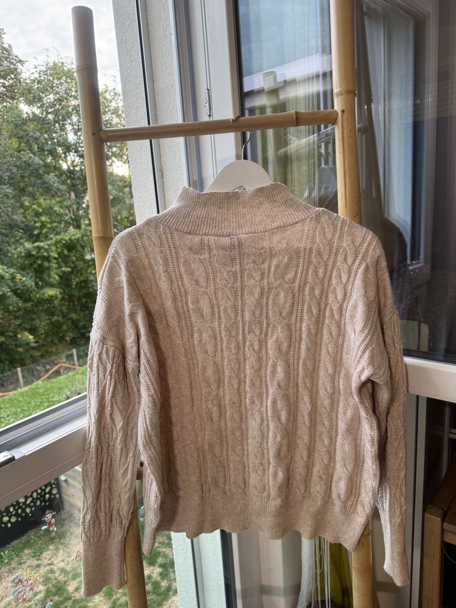 Pullover & Sweatshirts: Pull zippé Zebra beige maille torsadée taille M – Gebraucht aus Courtételle von ann_57c2 2
