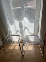 2x IKEA Tobias Stühle transparent Plexi-Metall Freischwinger