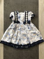 Robe Gr. 92 - 2ans à fleur bleu marine et blanc
