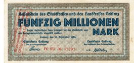 Coblenz 50 Mil.Mark Var.1 SN rot 10.09.1923 VZ+-VZ++