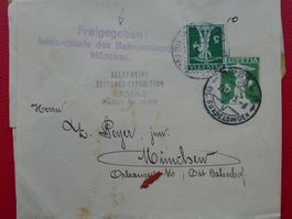 1915: 5c+5c-Streifband +zensurierter Stempel "freigegeben"