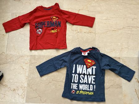 2 Superman Langarmshirts, Grösse 80, top Zustand