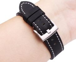 24mm Uhrenarmband Soft leder schwarz, Uhrenband