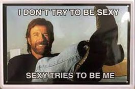 Blechschild-CHUCK NORRIS-SEXY TRIES TO B