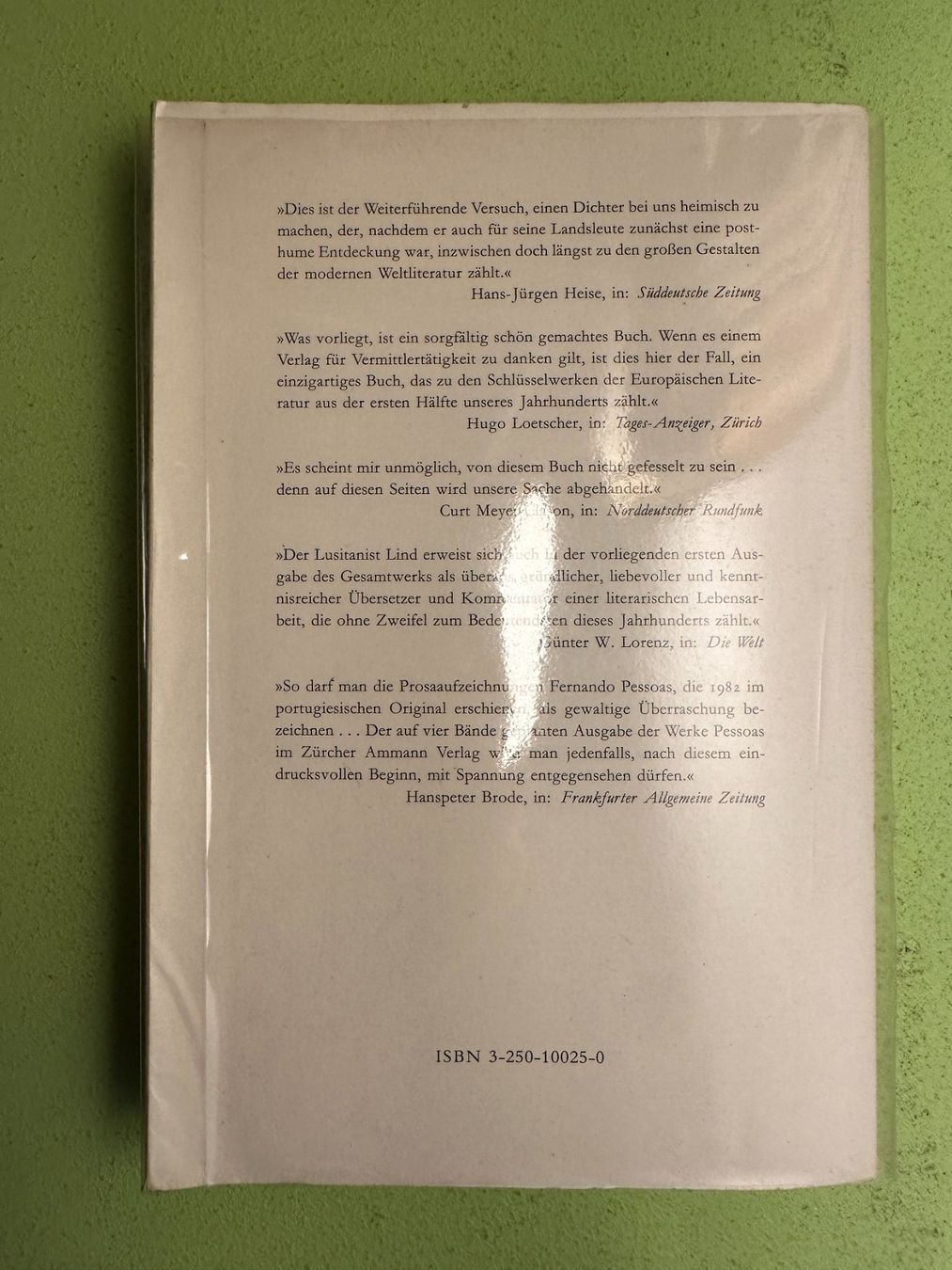 Bücher: Fernando Pessoa: Das Buch der Unruhe. – Gebraucht aus Zürich von allp 9
