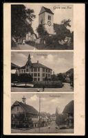 AK Ins, Kirche, Schulhaus, Straßenpartie