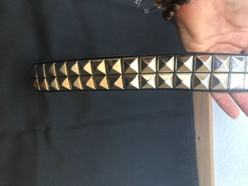 Ceinture Cuir Cloutée Vintage Jeff Gallea - Taille W36 - Occasion Très Bon État