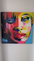 Abstrakte Malerei Portrait Frau bunte Farben Leinwand