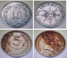 Uruguay 8 seltene Münzen