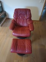 Stressless Sessel mit Fusshocker Leder rot guter Zustand