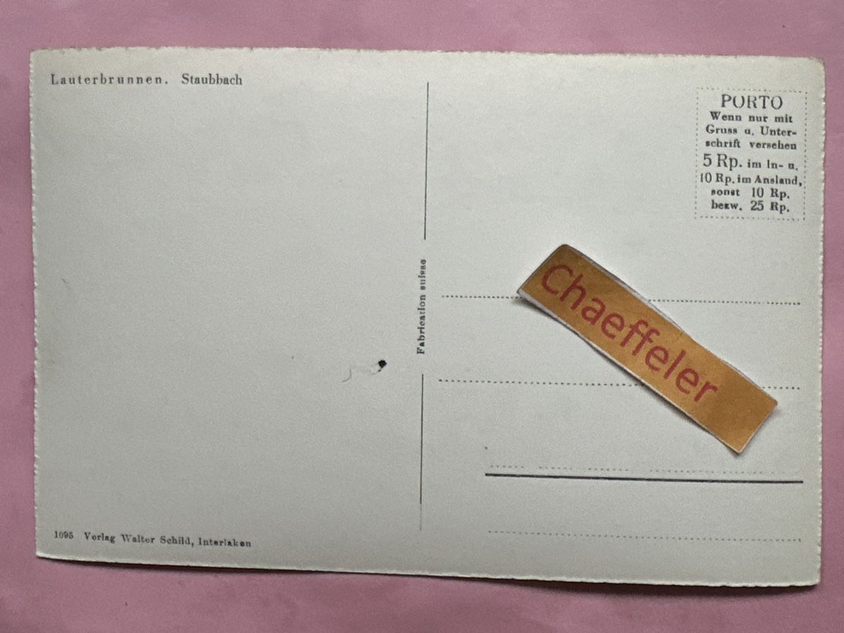 Cartoline postali: Lauterbrunnen, Staubbach  – Usato da Zürich venduto da Chaeffeler 1