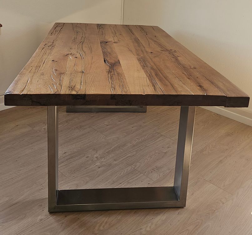 Luxus Tisch Holz Massiv Stahl Ebenbildbrend3626