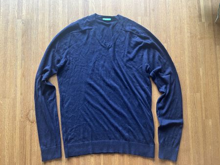 Benetton Herrenpullover V-Neck blau S