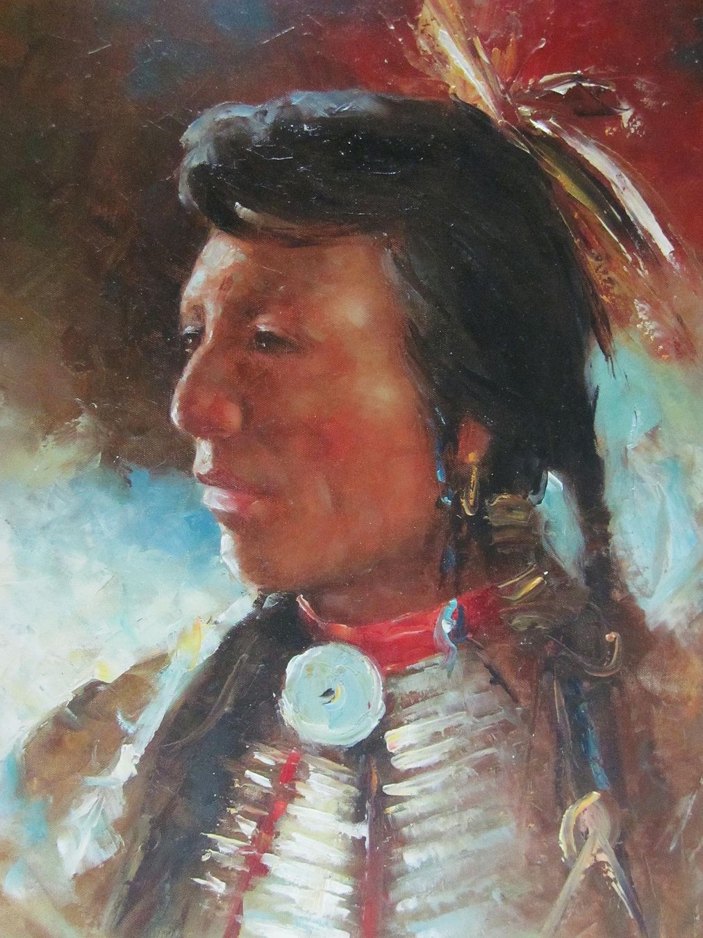 Dipinti: Original Ölbild eines stolzen Lakota Indianer – Usato da Bäretswil venduto da robsonantik 2