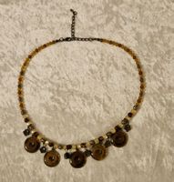 Vintage Kette kupferfarbige „Münzen“ braun-elfenbeinfarbige