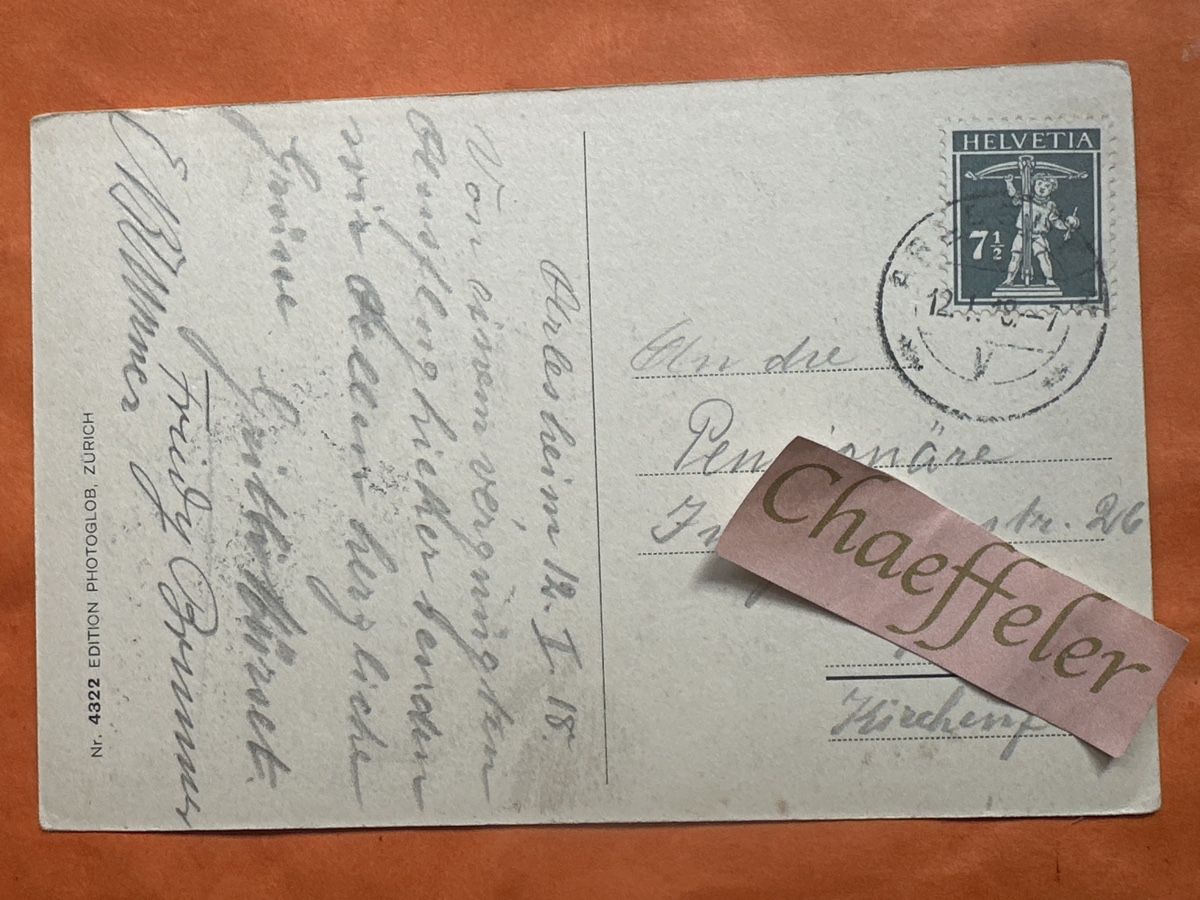 Cartoline postali: 1918 Schloss Birseck Ermitage Arlesheim. – Usato da Zürich venduto da Chaeffeler 1