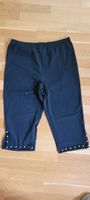 Schwarze Capri-Leggins mit Perlenrand, Grösse L/XL