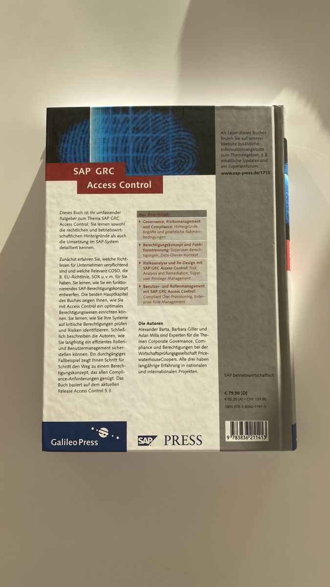 Bücher: SAP GRC Access Control - Fachbuch Galileo Press – Gebraucht aus Münchringen von loo_b7bd 1