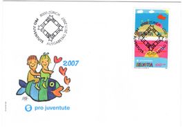 Zusammenhängende Pro Juventute 2007 auf offiziellem FDC