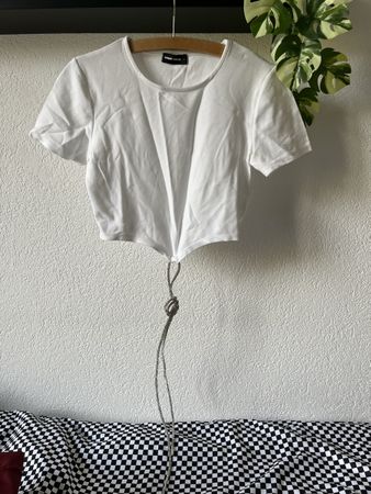 T-shirt blanc lacet strass L ✨
