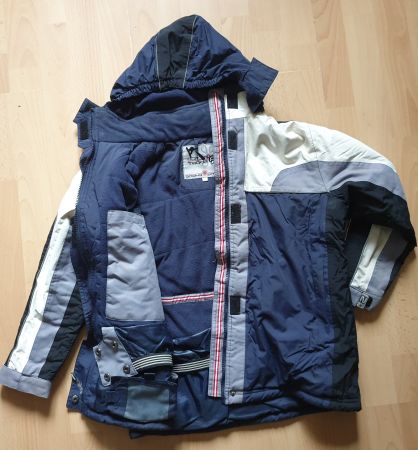 Winterjacke für Jungen, Gr. 152, blau/grau/weiss