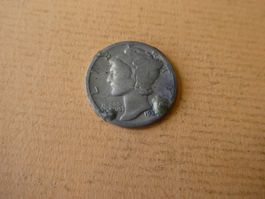USA 193x, Dime (10 Cents), Silber .900   beschädigt