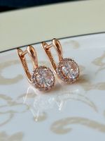 Boucles d'oreilles or rose 585 et zircon vert menthe