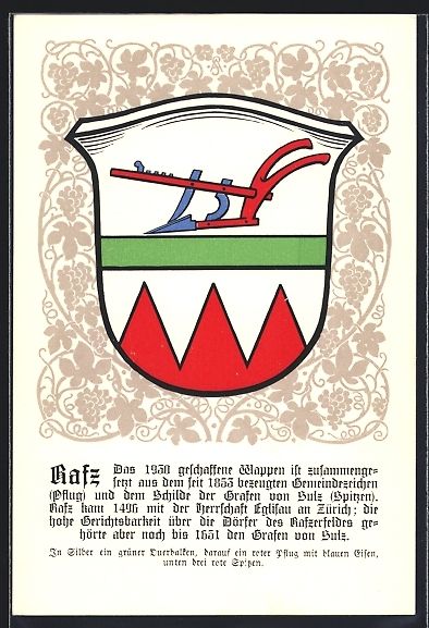Ansichtskarten: AK Rafz, Wappen der Gemeinde – Gebraucht aus Berlin von bartko-reher