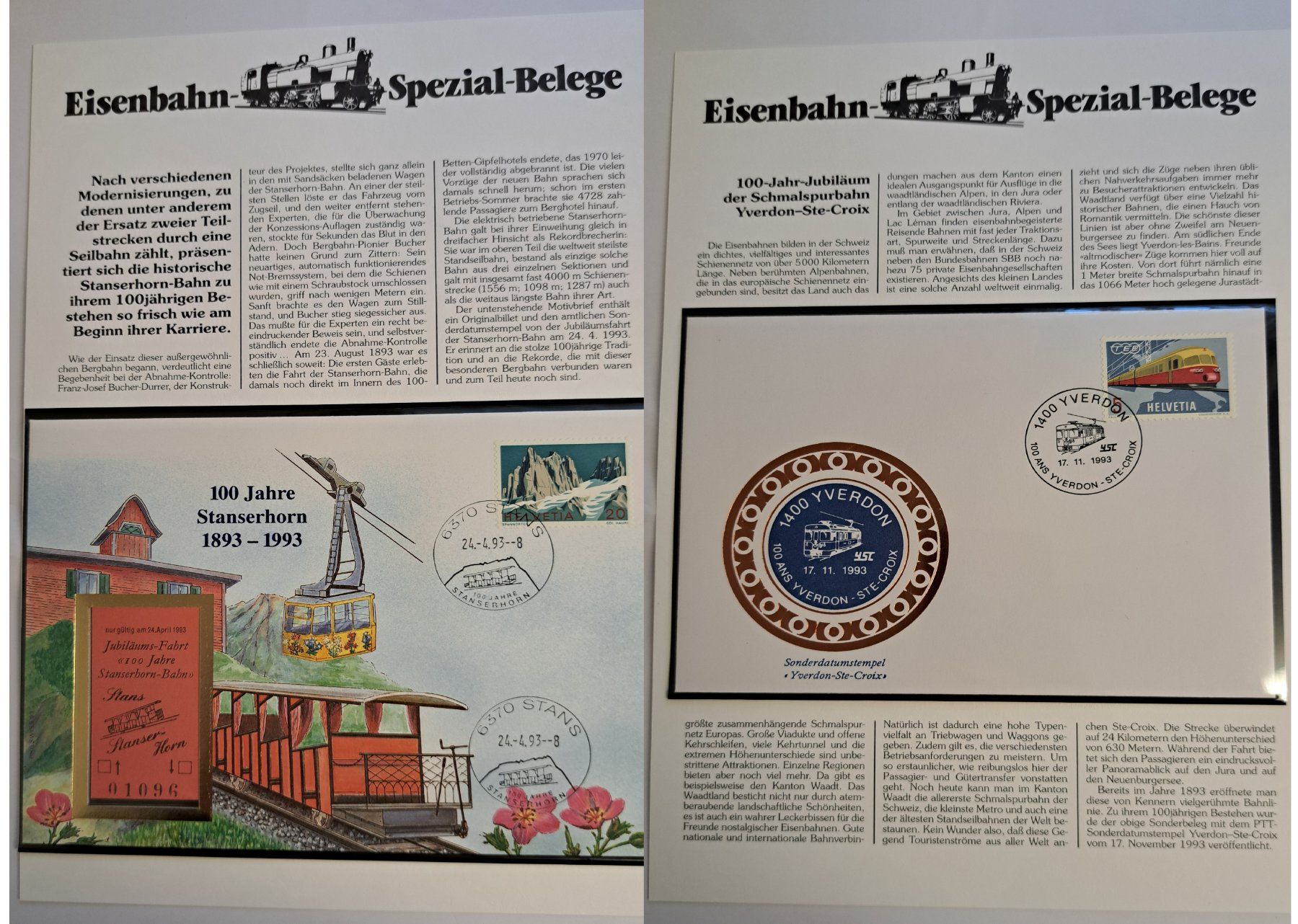 Tutti i francobolli: 20 Stk. CH Eisenbahn Spezial-Belege – Usato da Münchwilen AG venduto da Nesar 5