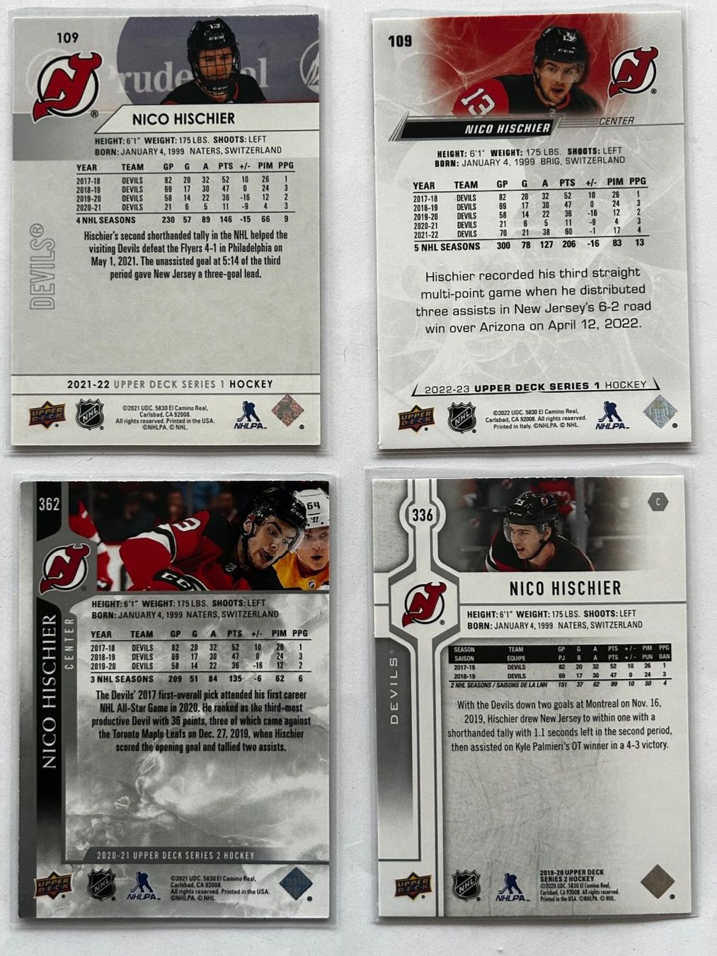 NHL Carte collezionabili: Upper Deck NHL Nico Hischier 4er-Set – Usato da Oberwil-Lieli venduto da Mhd 1