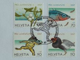Weihnachtsmarke und Tiere III. - Pro Juventute Satz 1997  🐸