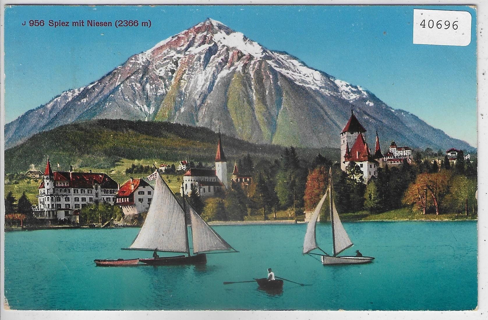 Ansichtskarten: Spiez mit Niesen - Segelboote - Litho – Gebraucht aus Ettingen von Kartenplanet