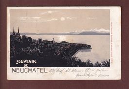 Souvenir de NEUCHÂTEL de nuit - 1904 // pli d'angle //