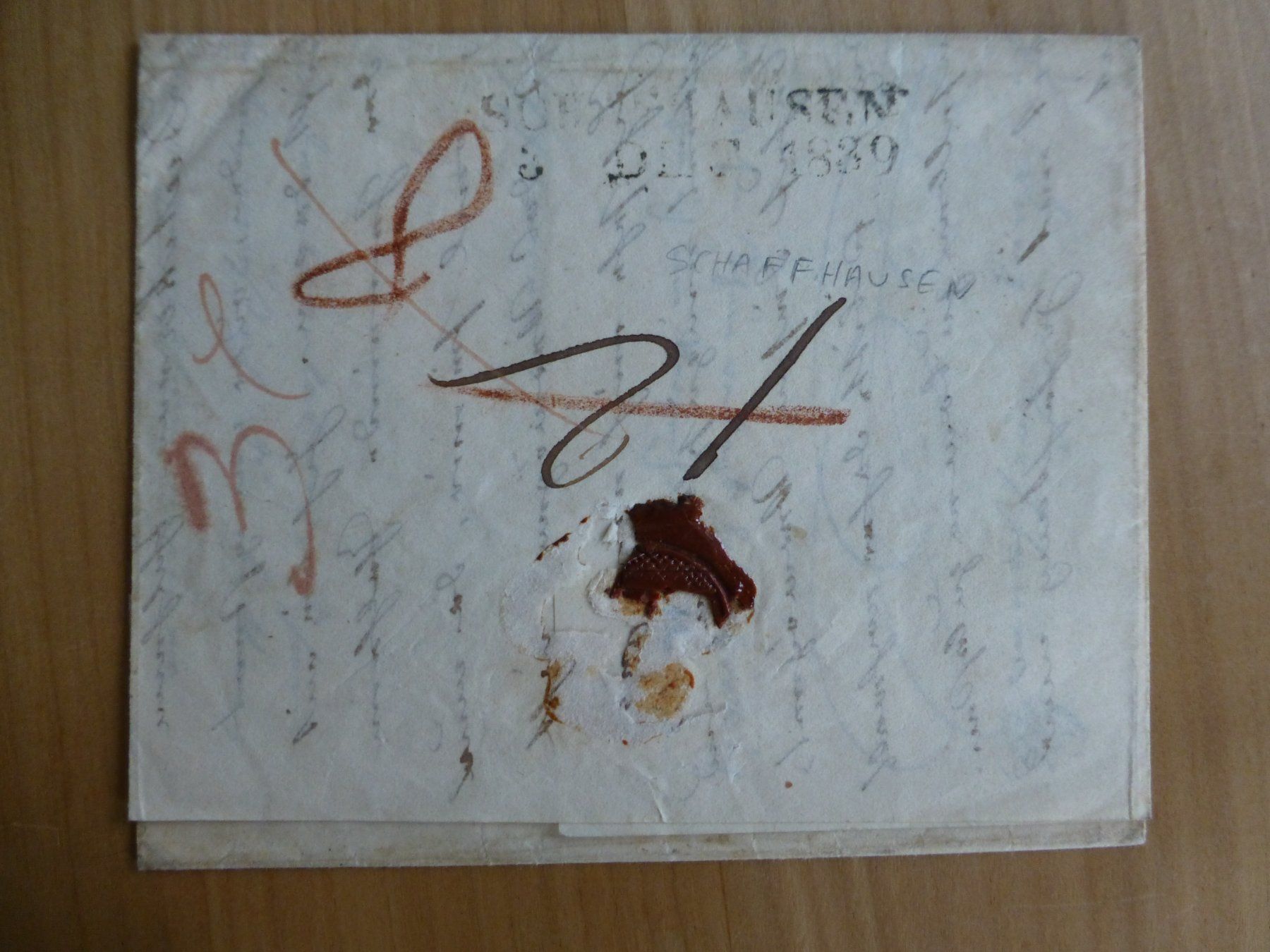 Dokumente: Solothurn- Schaffhausen- nach Beringen 2.Dezember 1839 – Gebraucht aus Bettlach von 1saurer 1