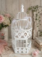 Vintage Vogelkäfig Shabby Chic weiß Deko Käfig mit Spitze