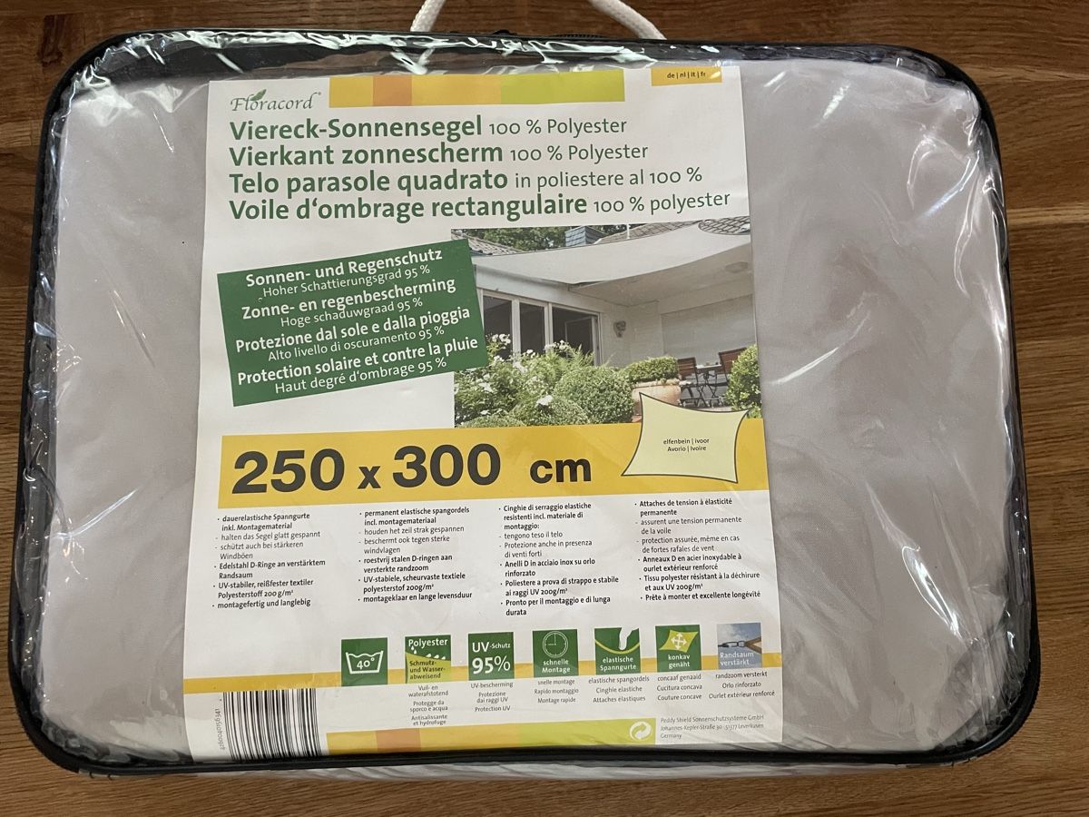 Ombrelloni: Sonnensegel 250 x 300 cm – Nuovo e nell'imballaggio originale da Erlen venduto da Brpi22