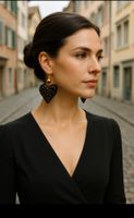 Black Heart Shaped Statement Earrings. Handmade by beads