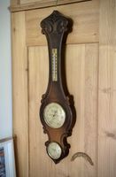Antike Wetterstation Barometer, Thermometer, Holz Geschnitzt